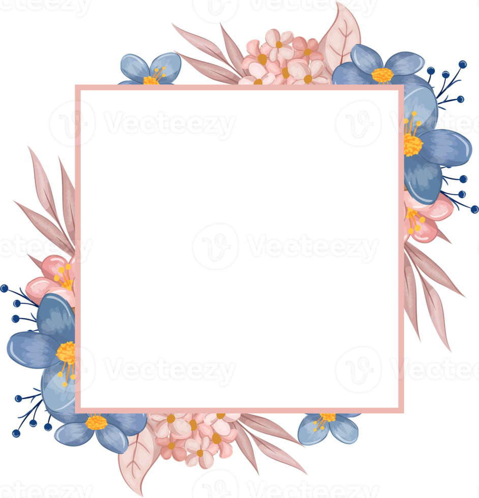 Blue Flower Arrangement with watercolor style png