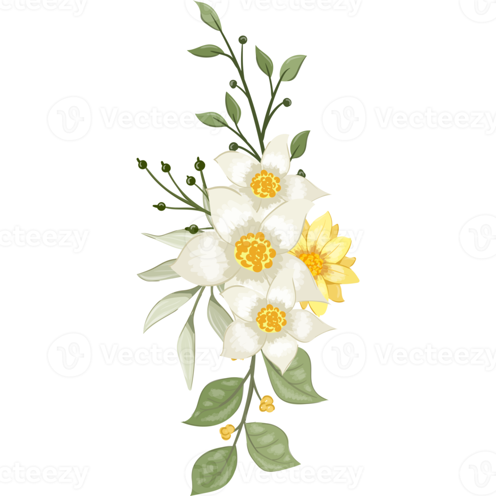 Yellow Flower Arrangement with watercolor style png