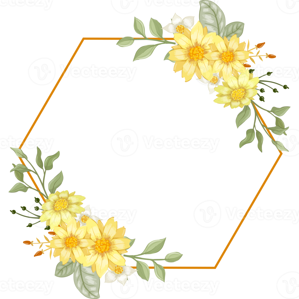 Yellow Flower Arrangement with watercolor style png