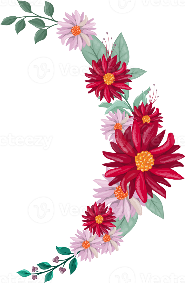 Red Flower Arrangement with watercolor style png