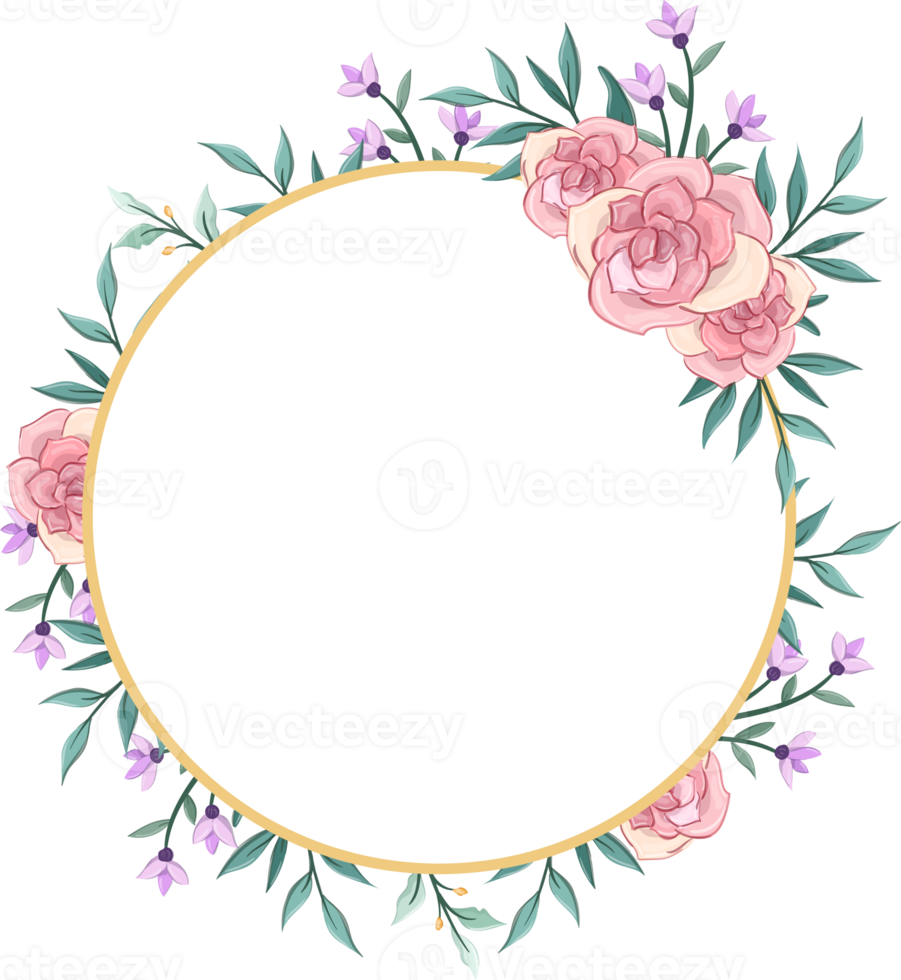 Pink flower arrangement with watercolor style png