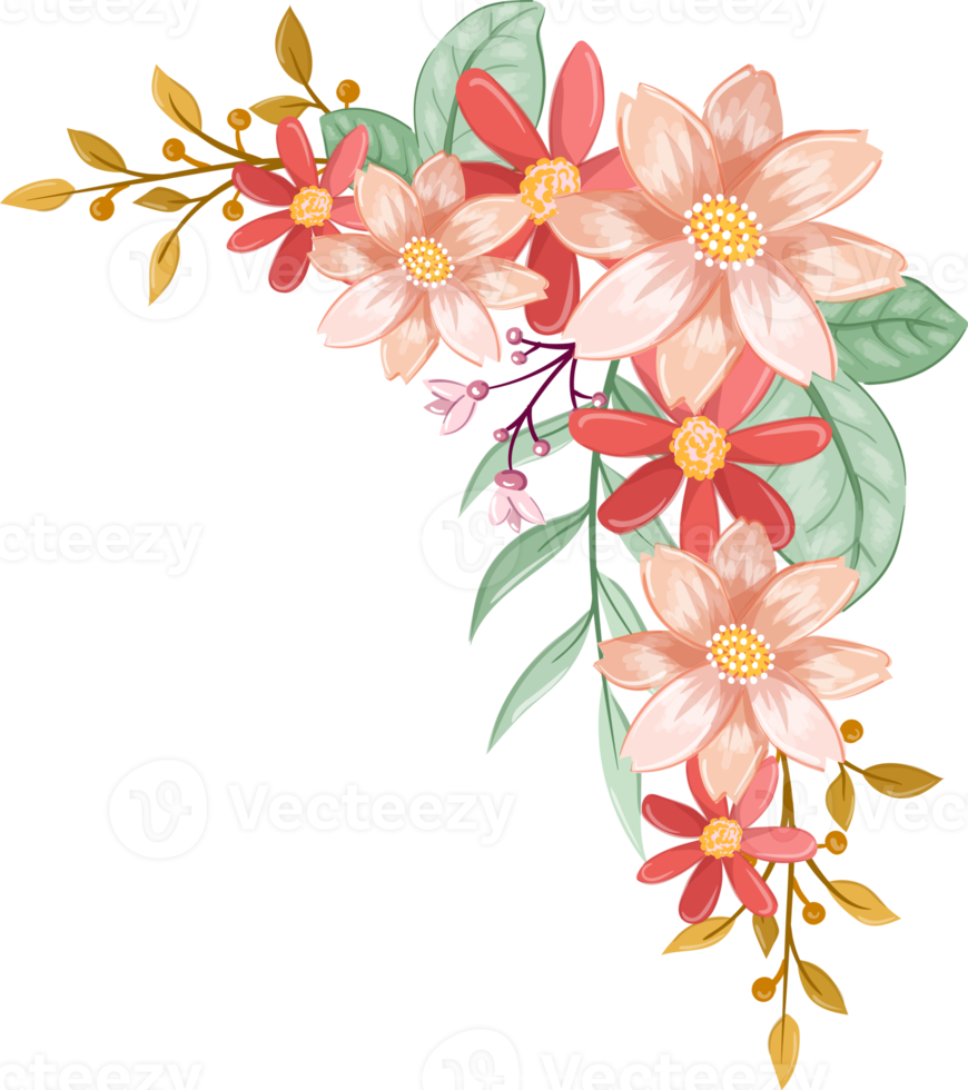 Orange Flower Arrangement with watercolor style png