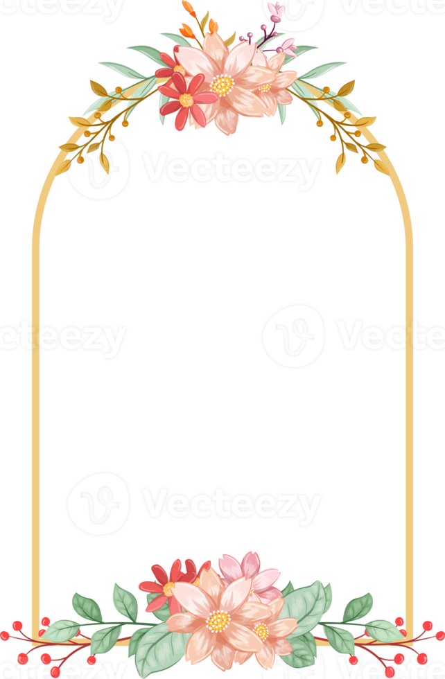 orange blomma arrangemang med vattenfärg stil png