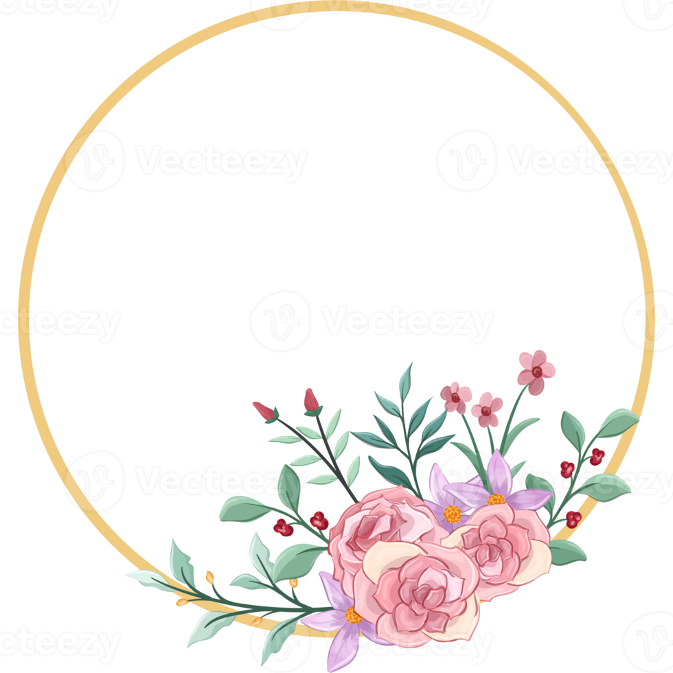 Pink flower arrangement with watercolor style png