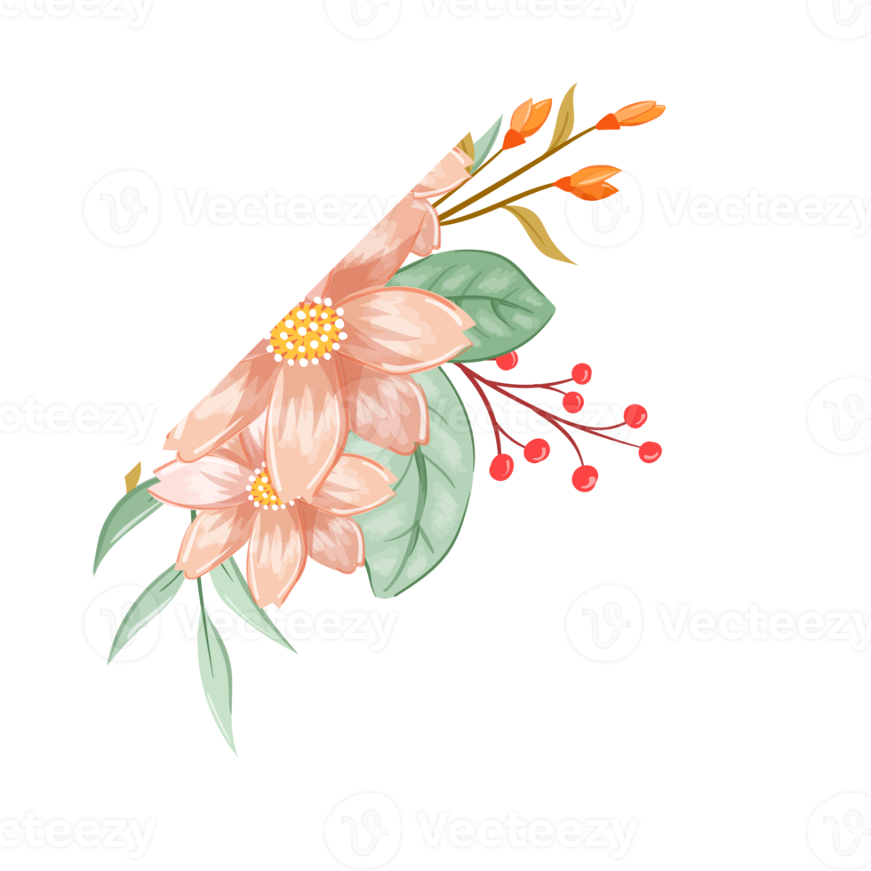 Orange Flower Arrangement with watercolor style png