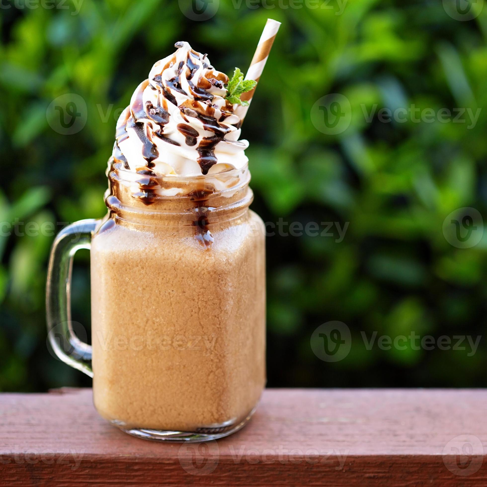 Chocolate frappe coffee with whipped cream outside 15741111 Stock Photo