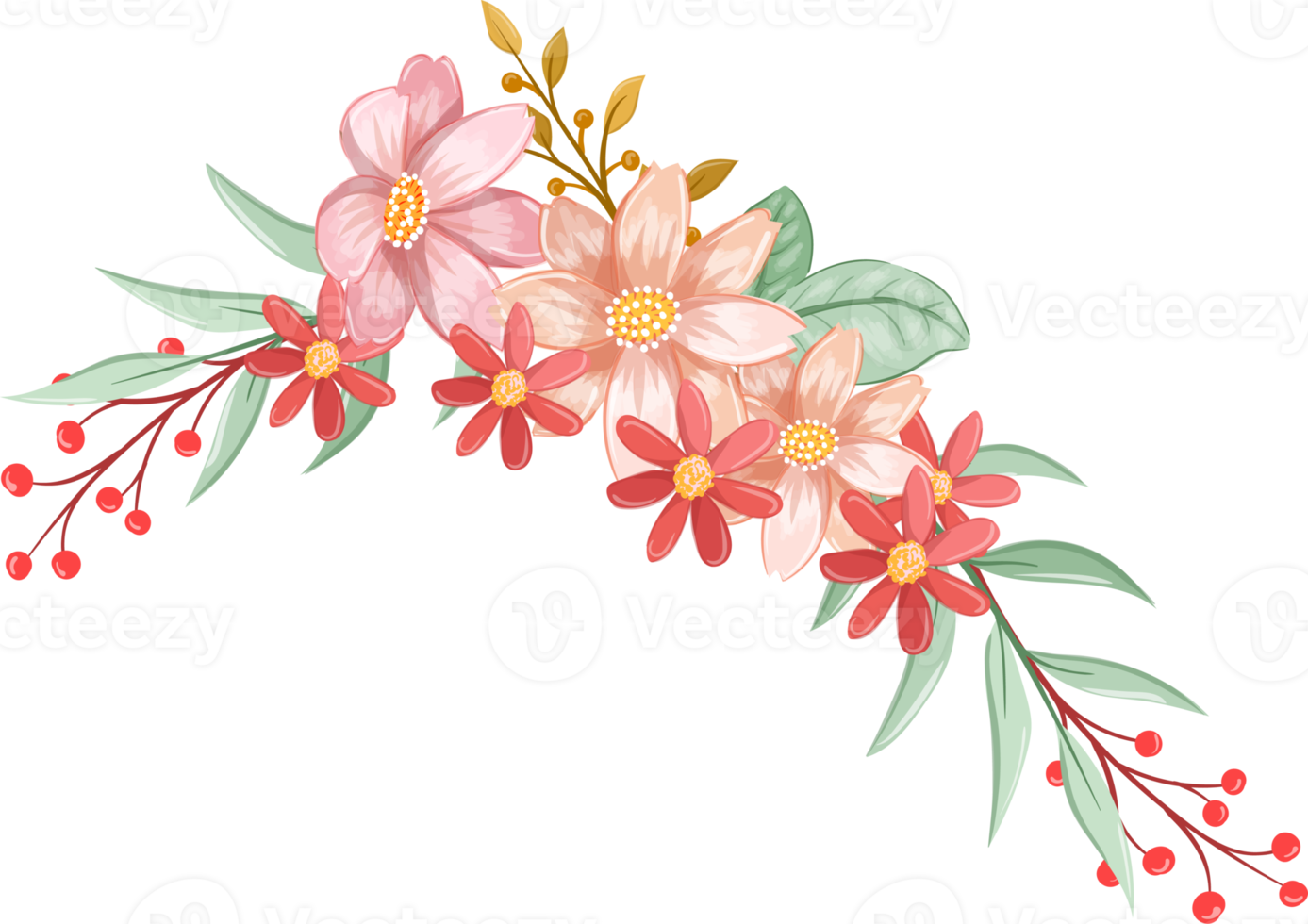 Orange Flower Arrangement with watercolor style png