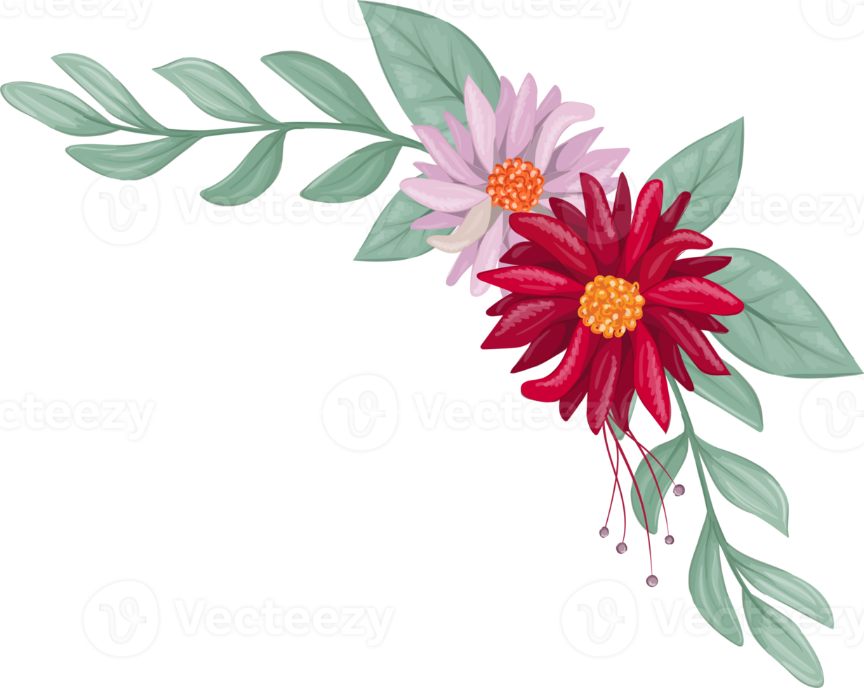 röd blomma arrangemang med vattenfärg stil png