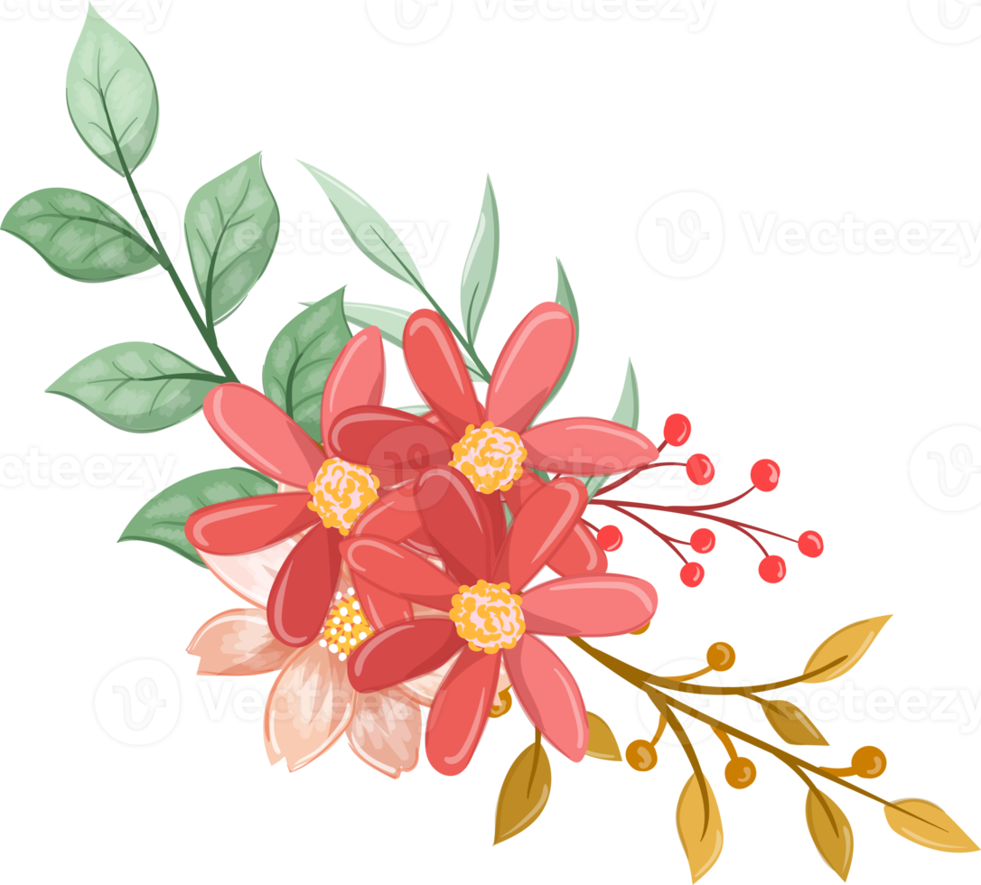 Orange Flower Arrangement with watercolor style png