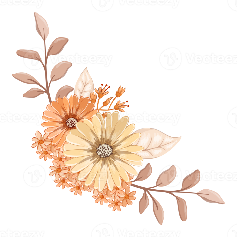 Orange Flower Arrangement with watercolor style png