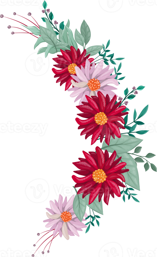 Red Flower Arrangement with watercolor style png