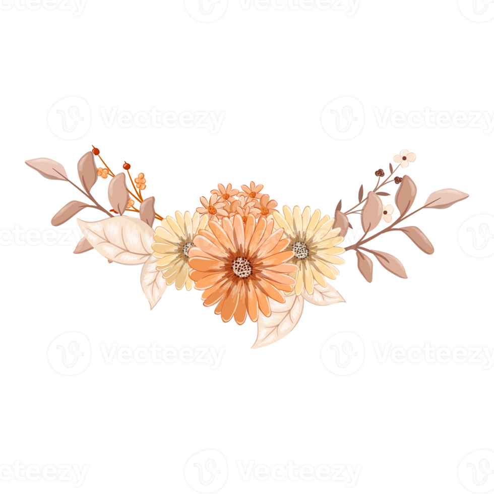 Orange Flower Arrangement with watercolor style png