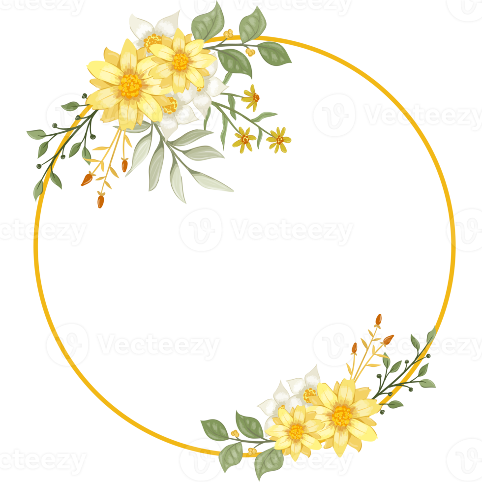 Yellow Flower Arrangement with watercolor style png
