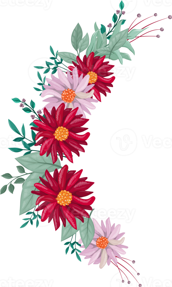 Red Flower Arrangement with watercolor style png
