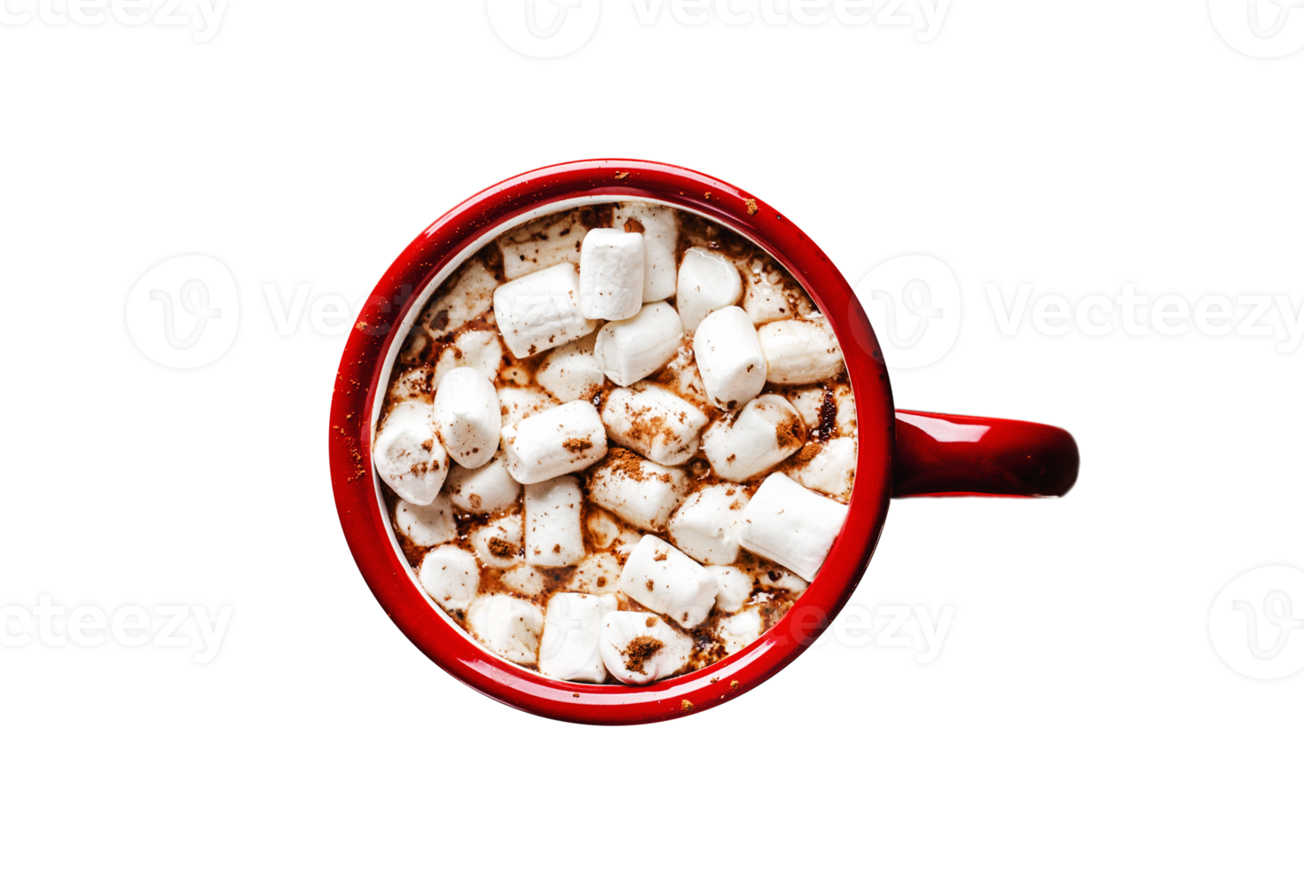 Red cup with chocolate and marshmallows isolated on a transparent background png