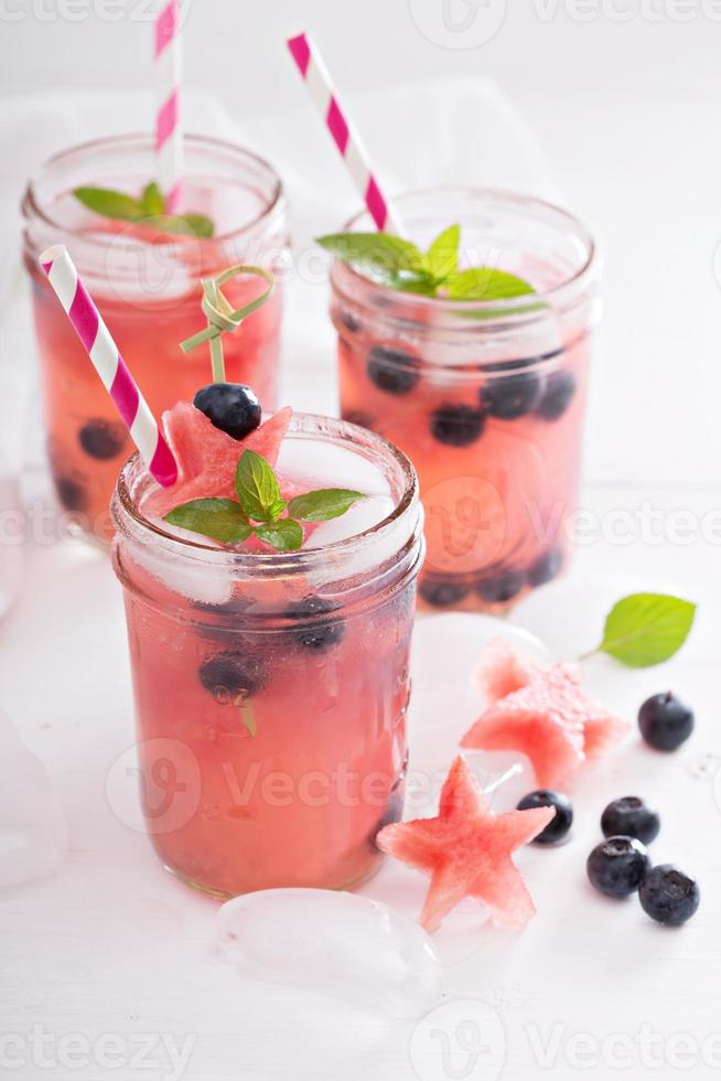 Watermelon lemonade in mason jars photo