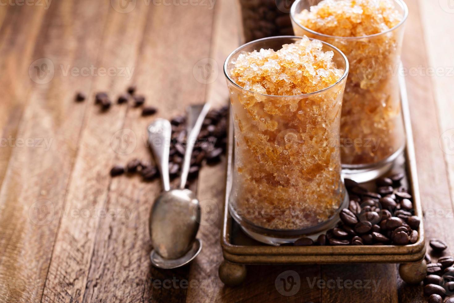 Coffee granita in small glasses photo