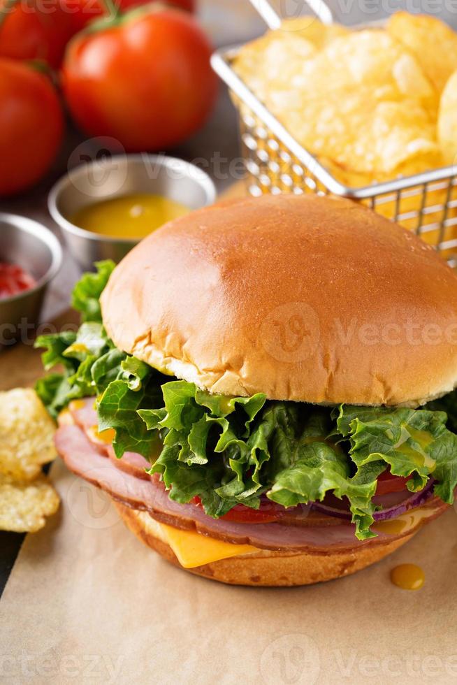 Ham sandwich with american cheese photo