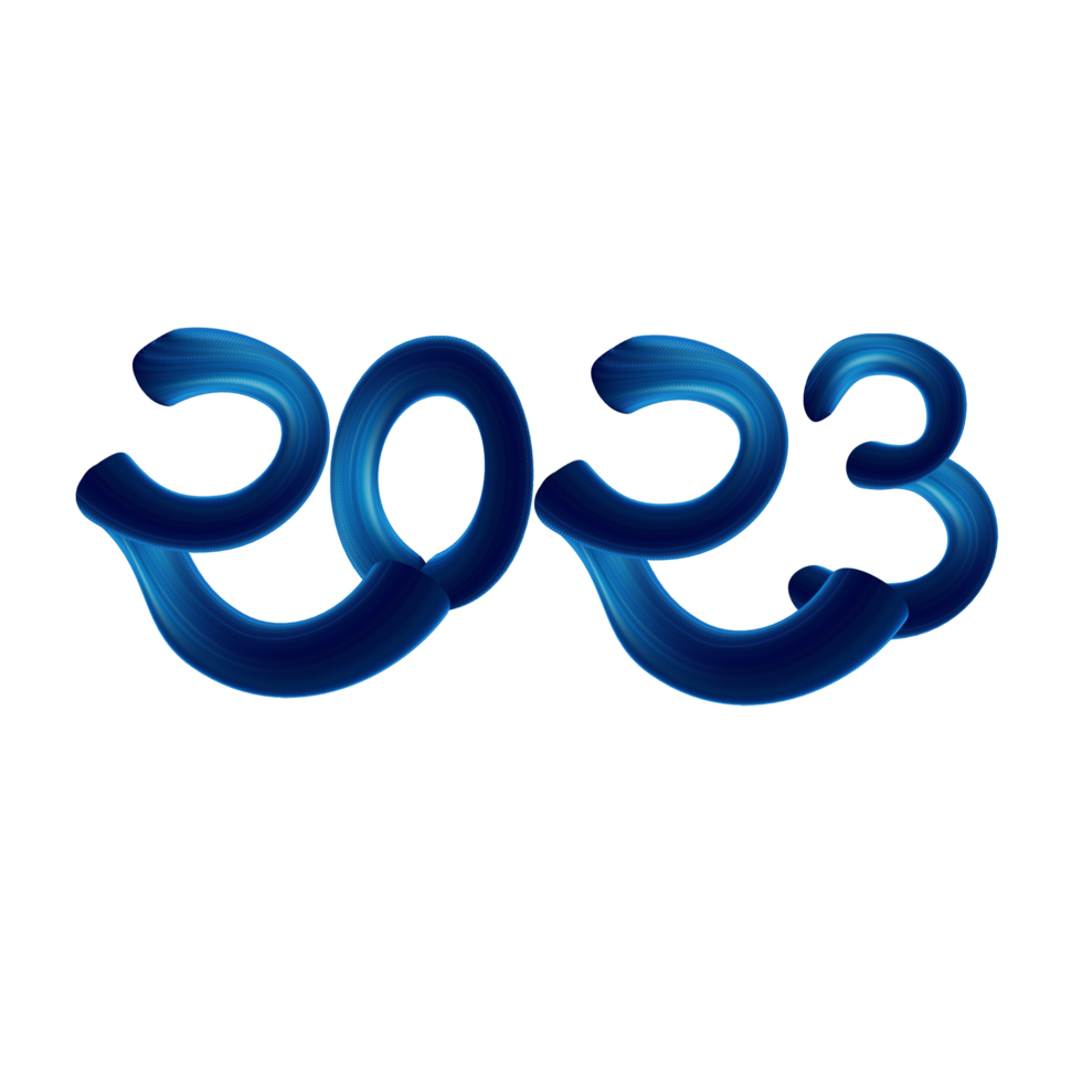 2023 blue calligraphy text png