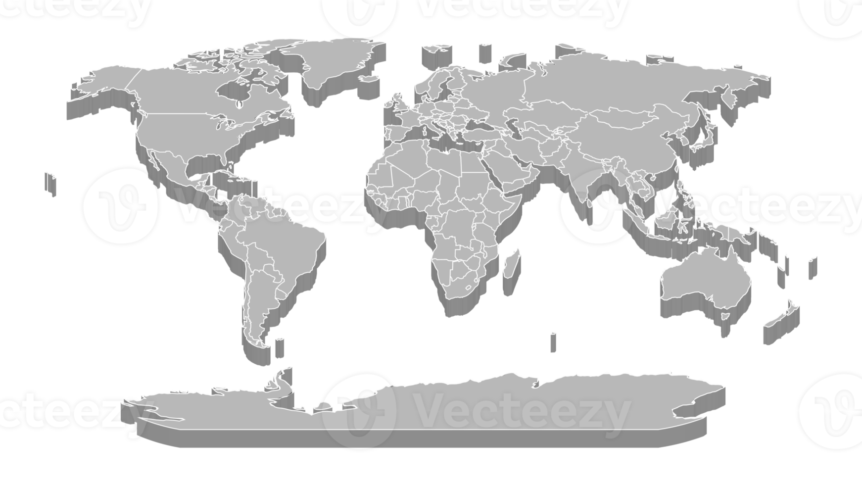 wereldkaartsjabloon met continenten, Noord- en Zuid-Amerika, Europa en Azië, Afrika en Australië png