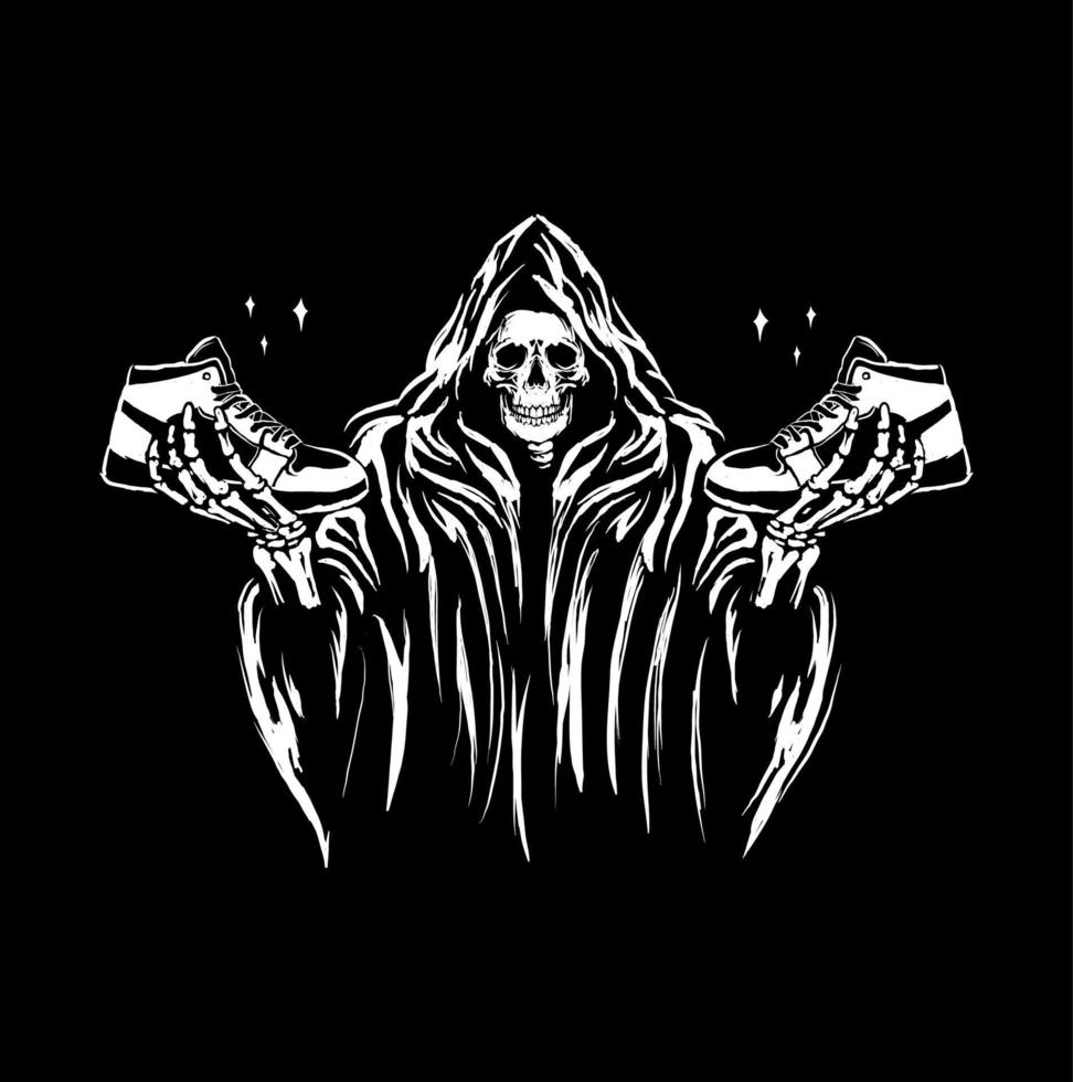 grim reaper bring shoes line art vector