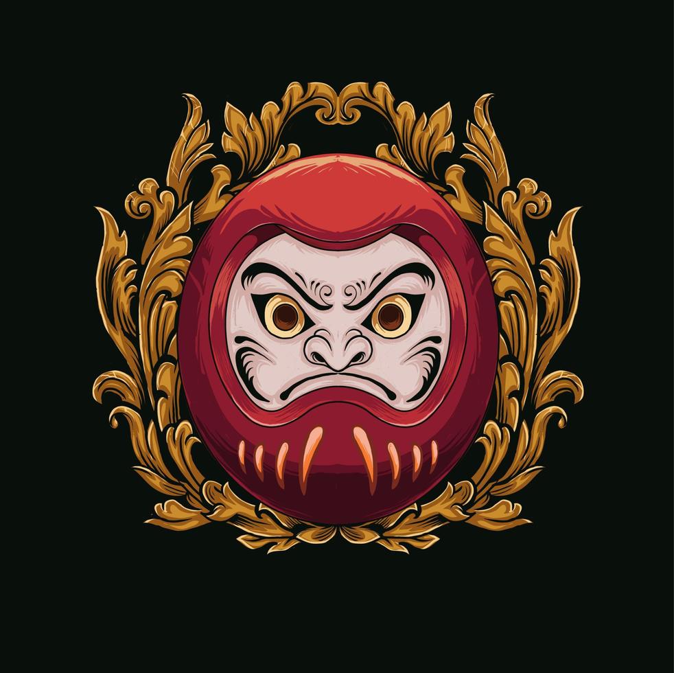 daruma Japanese doll with ornament vector