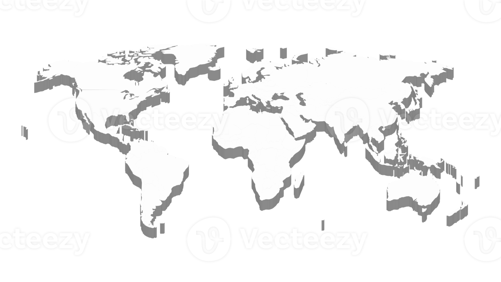 wereldkaartsjabloon met continenten, Noord- en Zuid-Amerika, Europa en Azië, Afrika en Australië png