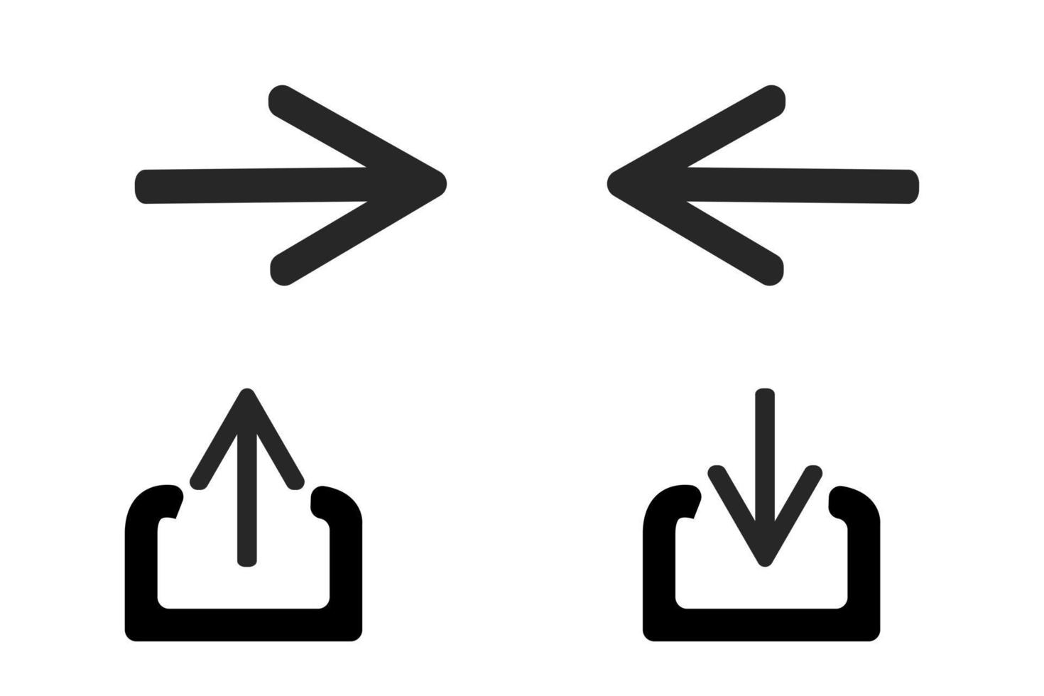 descargar carga y conjunto de iconos de flecha vector web. después de antes anterior siguiente arriba y abajo conjunto de iconos de carga y descarga.