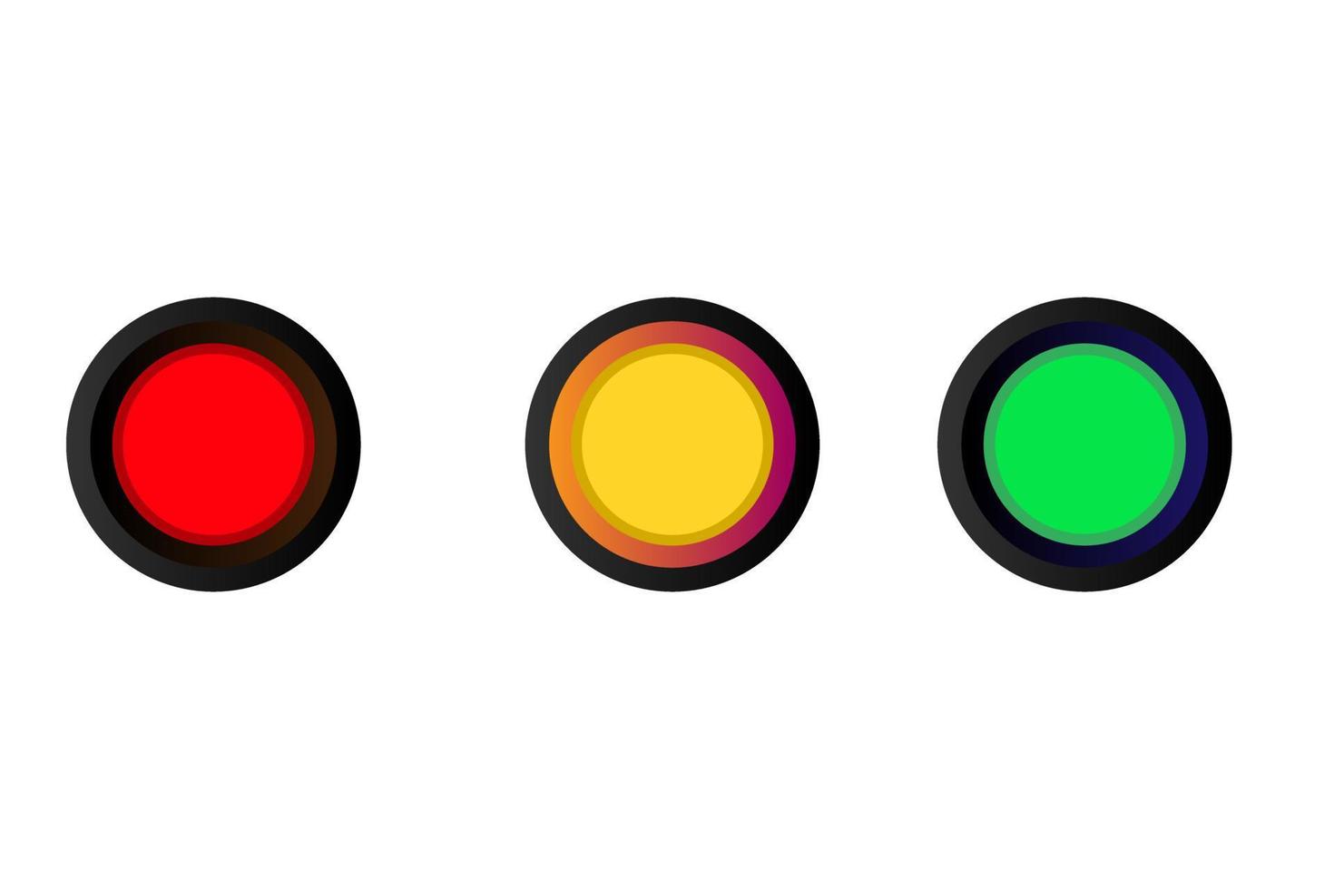 Start and Stop web button, Realistic multicolored buttons. 3d metallic circle icon. Red Button yellow Button and Green Button vector. vector