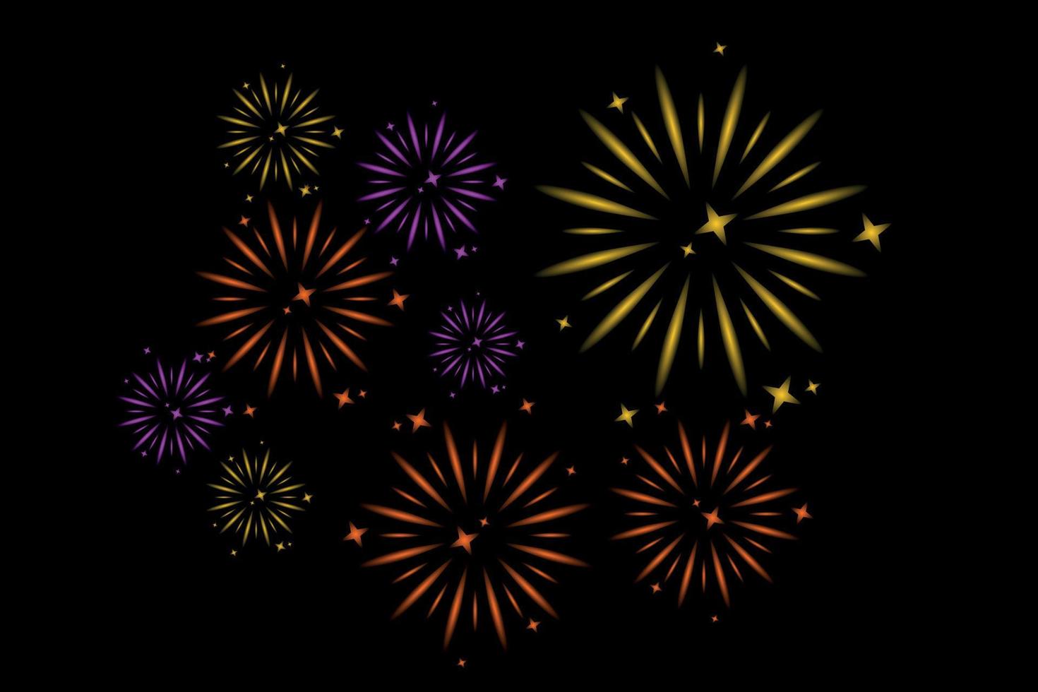 celebración de fuegos artificiales festivos para vacaciones, fiesta de año nuevo, navidad, cumpleaños, carnaval, día de la independencia. espectáculo de fuegos artificiales en el cielo oscuro de la noche vector