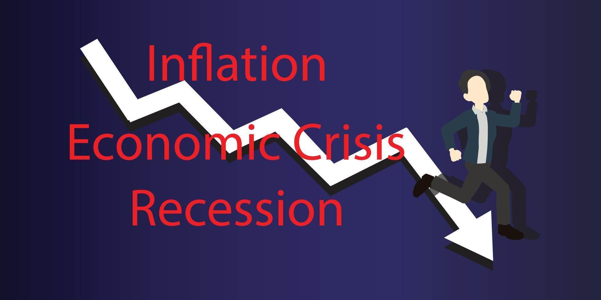 crisis económica mundial recesión inflación 2023 vector