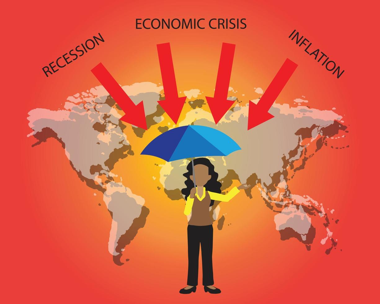 crisis económica mundial recesión inflación 2023 vector