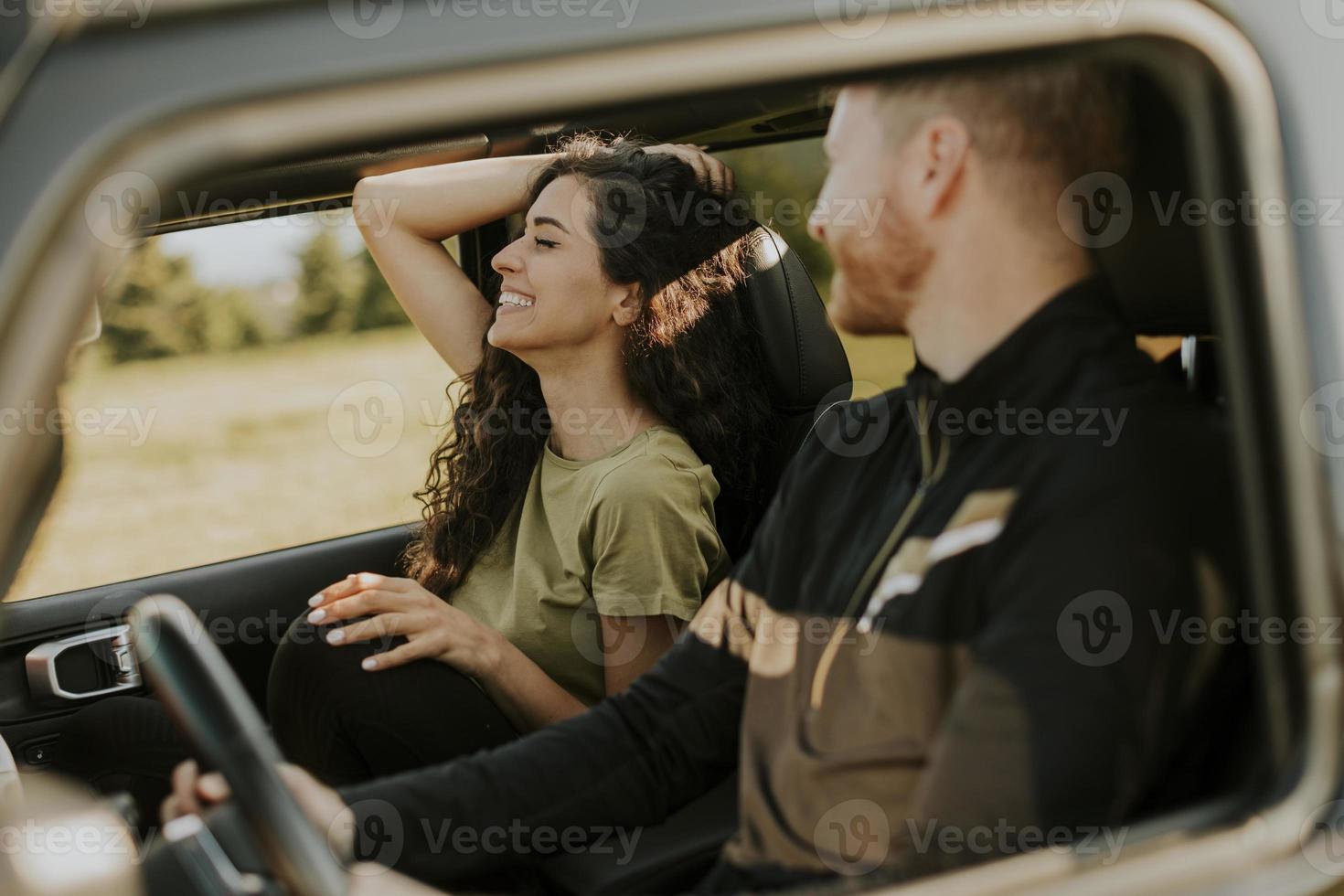 Couple having fun on roadtrip photo