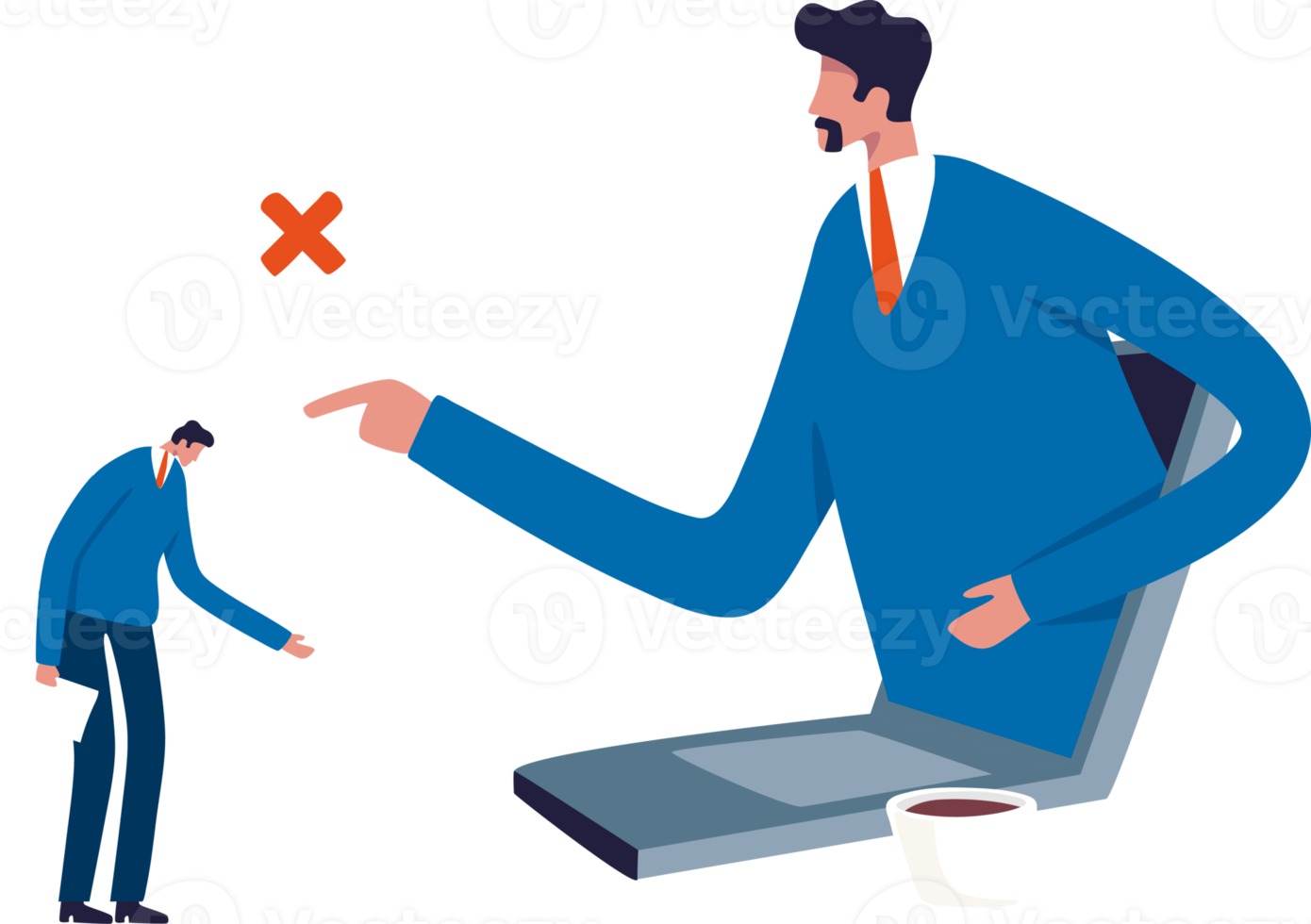 Remote communication. Control of employee work and processes. Organizational control in the context of remote work arrangements. Illustration png