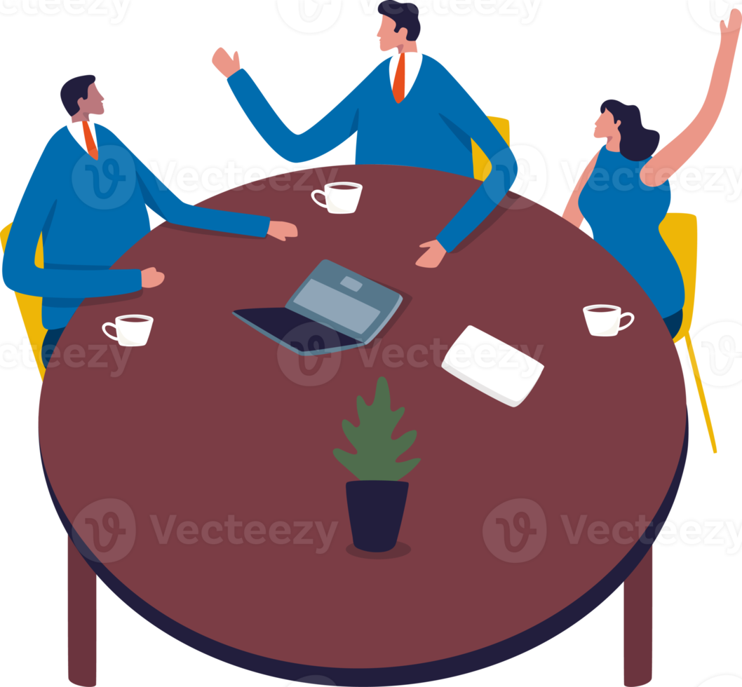 Brainstorming teamwork process. People around the table. Business group collaboration. png