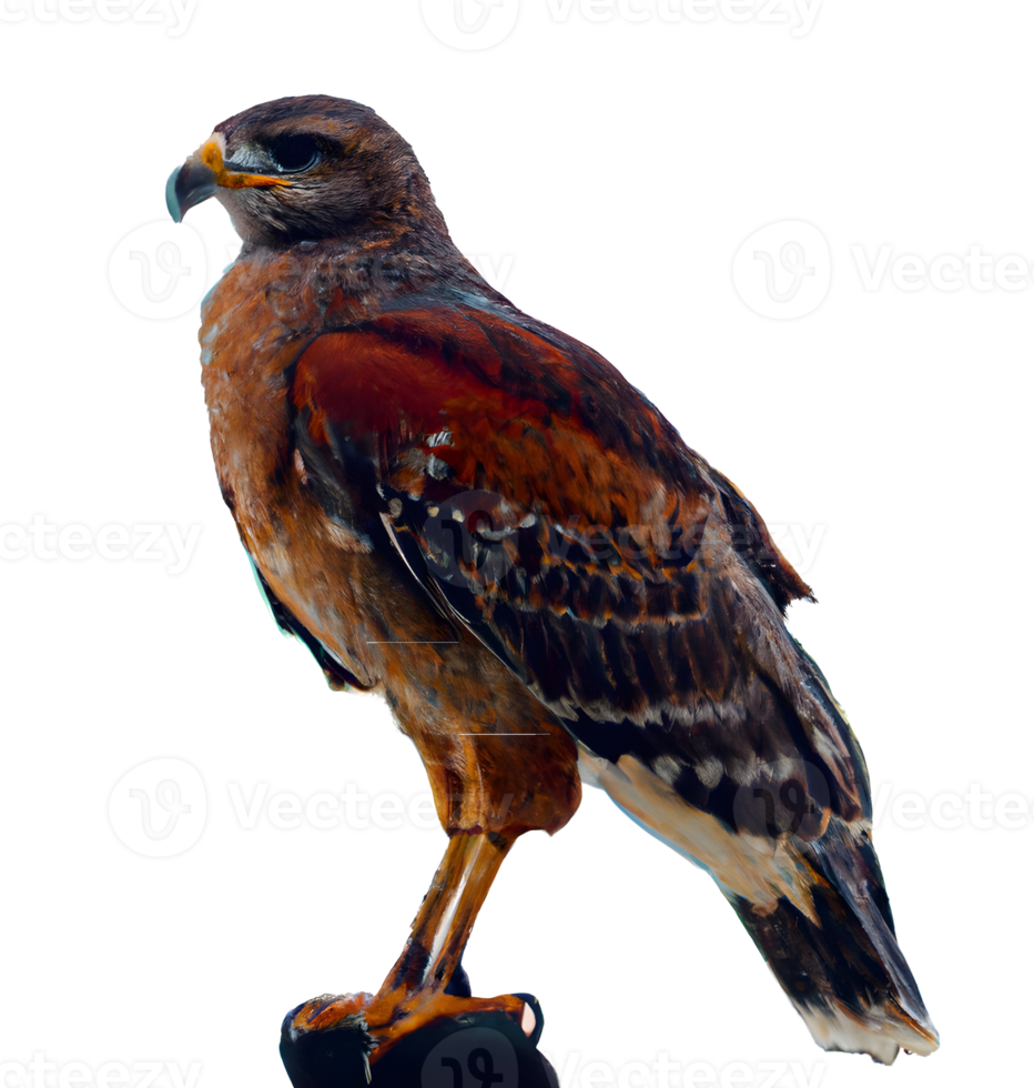 a bird sitting on top of a rock. hawk. Generative AI. png