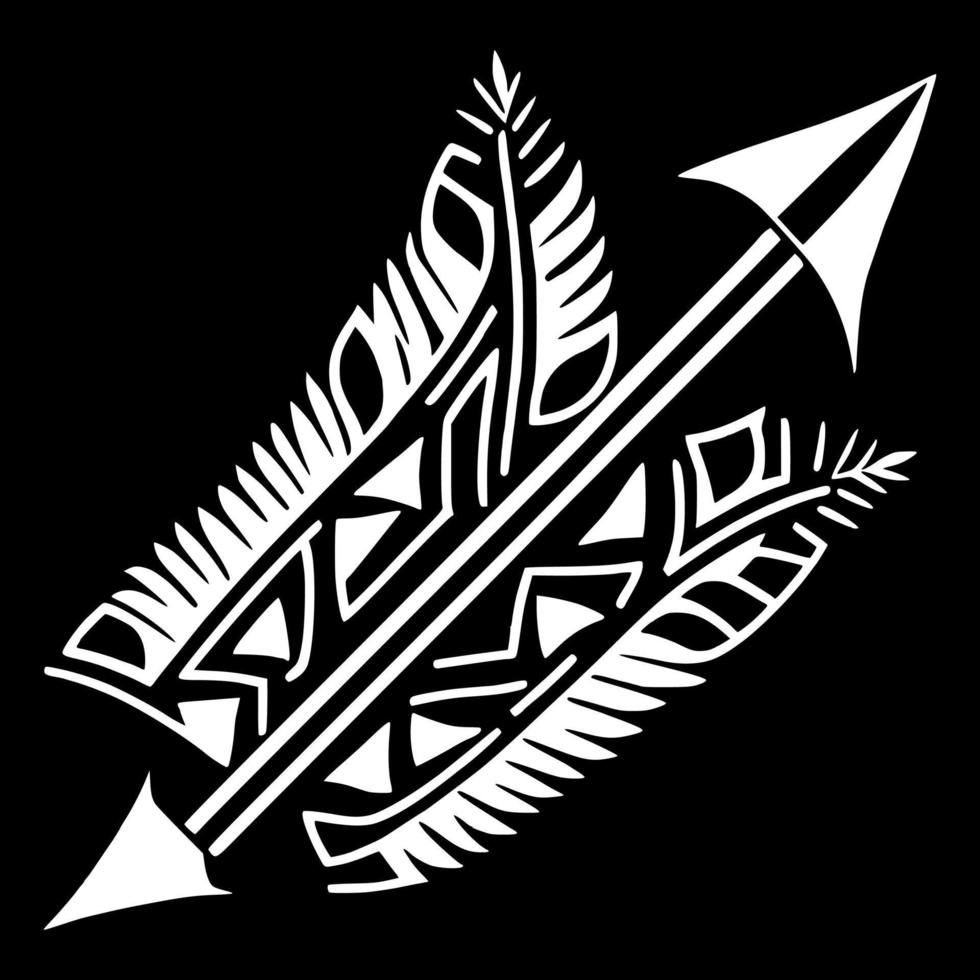 Quiver and arrow, tribal ornamental emblem. Design for embroidery, tattoos, t-shirts, mascots. vector