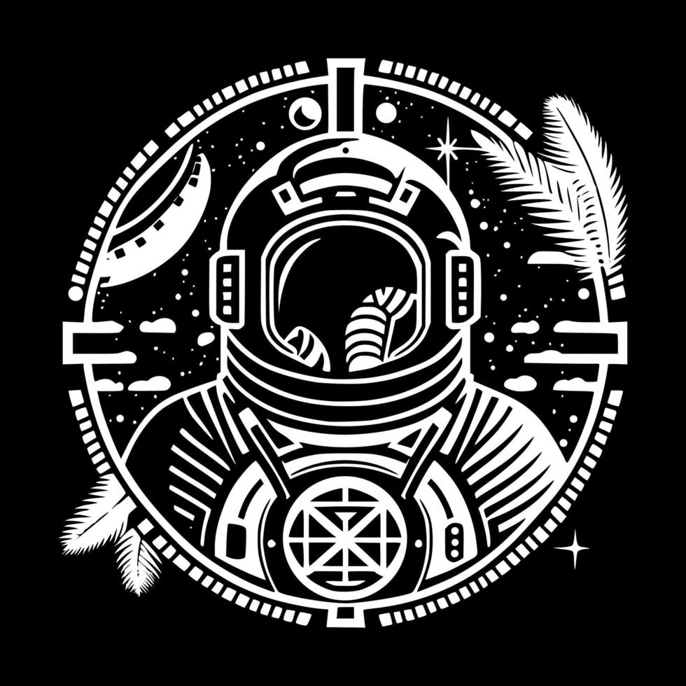 Astronaut vector emblem. Design for embroidery, tattoos, t-shirts, mascots.