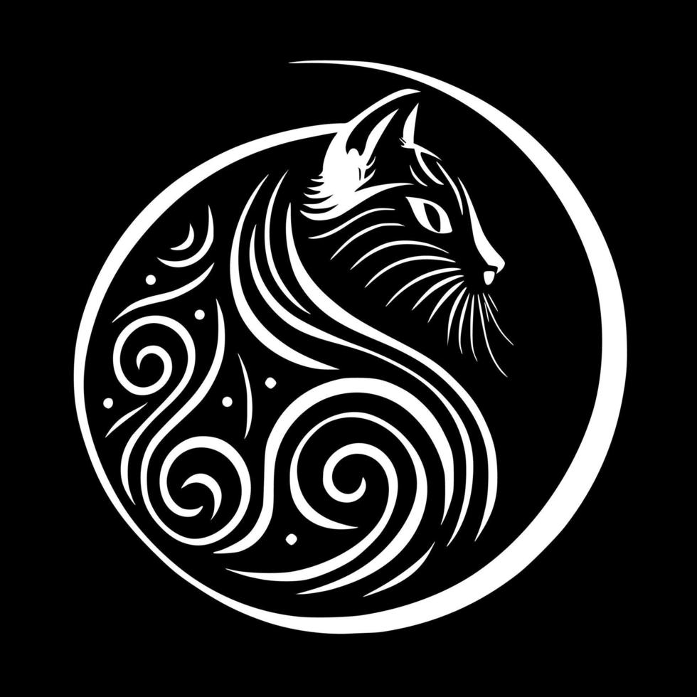Stylized, ornamental cat portrait. Design for embroidery, tattoo, t-shirt, mascot, logo. vector