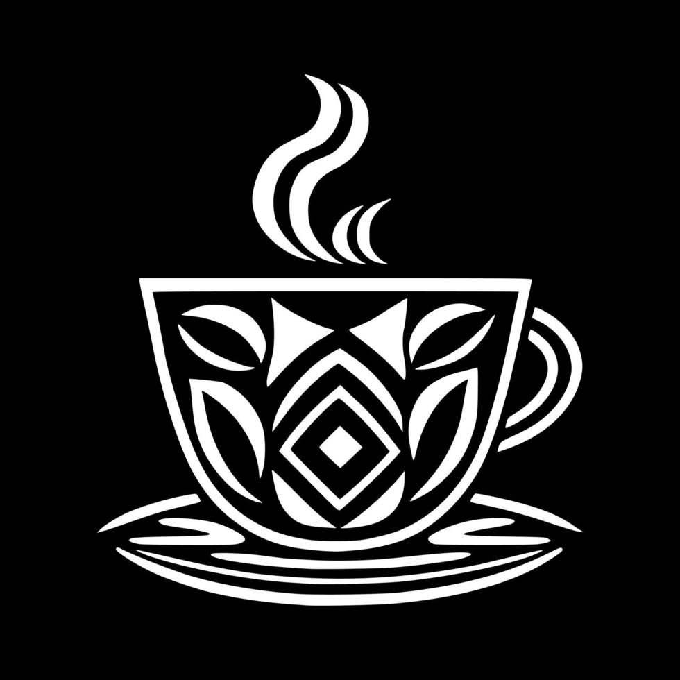 remolino estilizado, taza de café ornamental. diseño para bordado, tatuaje, camiseta, mascota, logo. vector