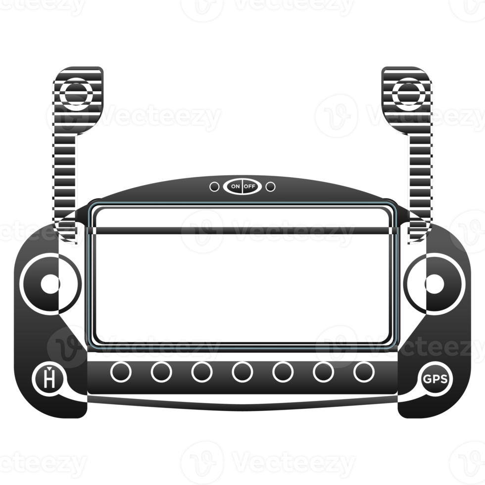 Quadcopter remote controller in outline style. PNG illustration.