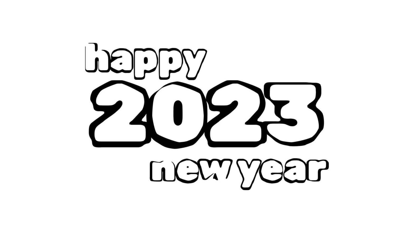 feliz año nuevo 2023 texto tipografía blanco estilo simple vector