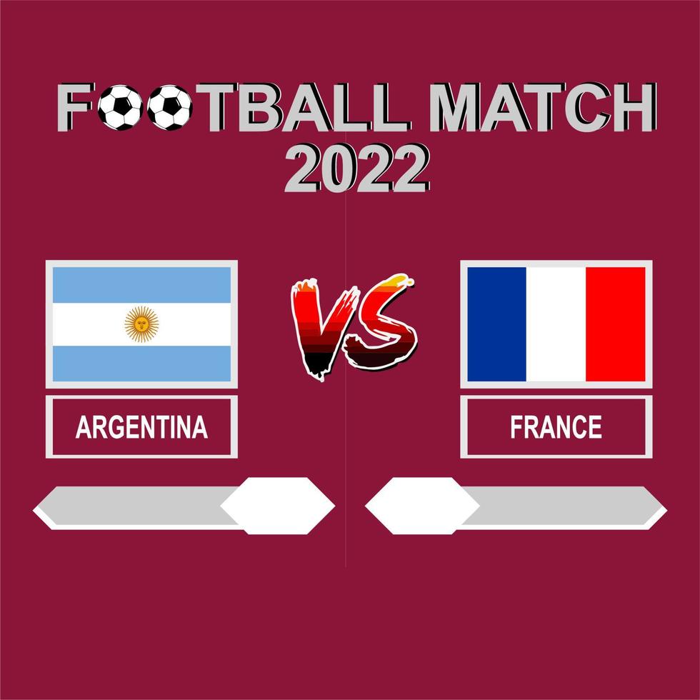 Argentina vs France football cup 2022 red template background vector for schedule or result match