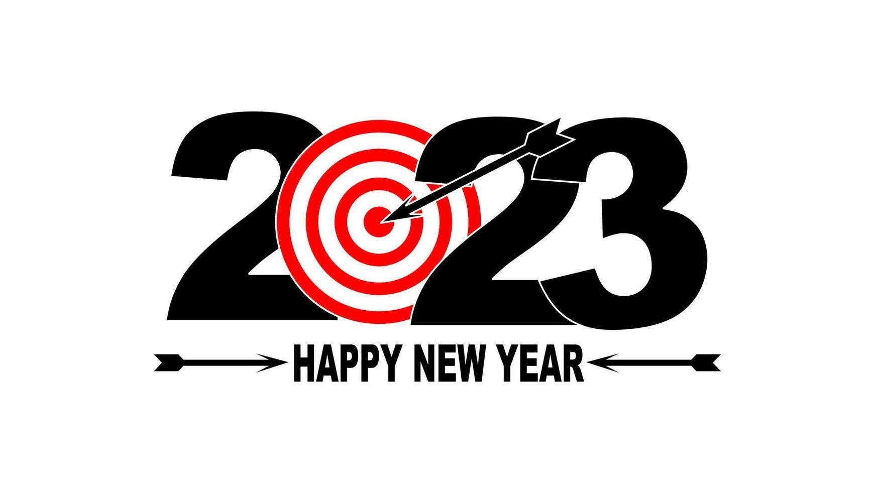 2023 Happy New Year text typography  archery vector illustration