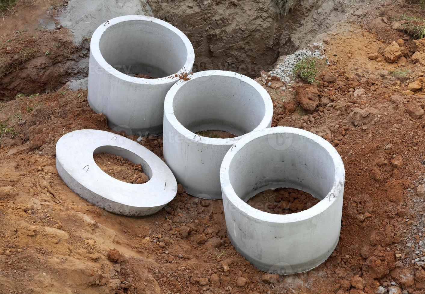 Concrete rings for an individual drainage tank photo