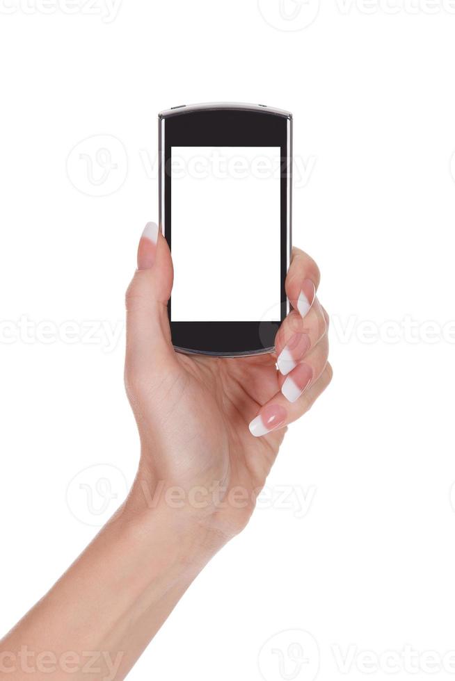 Female hand with smartphone photo