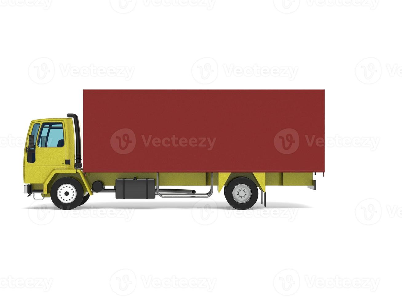 Delivery truck 3D rendering isolated on white background. photo
