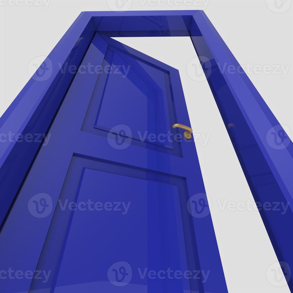 blue wooden interior door illustration set different open closed isolated white background photo