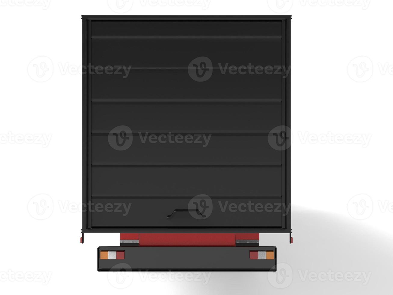 Large black truck with a semitrailer. Template for placing graphics. 3d rendering. photo
