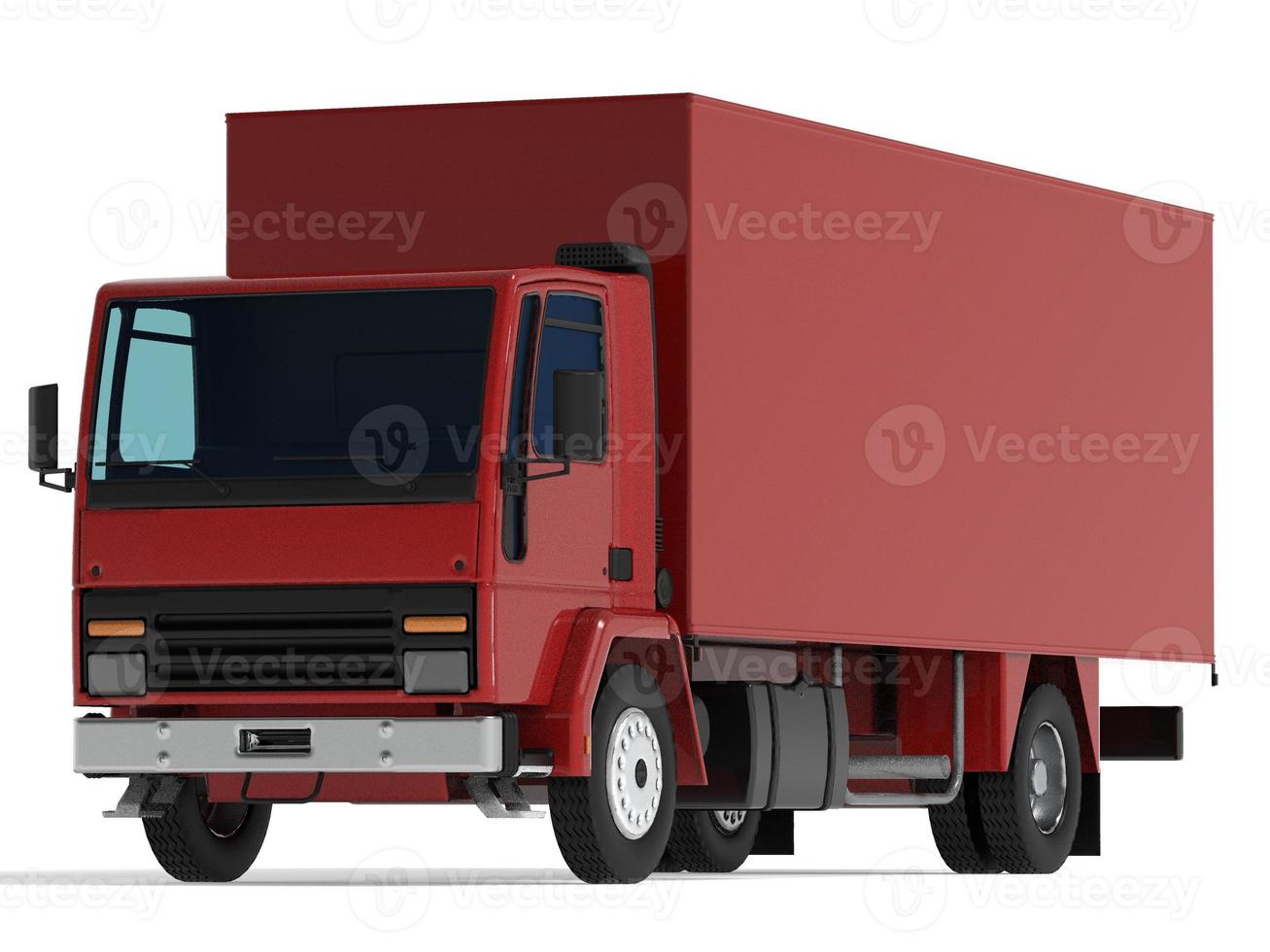 Delivery truck 3D rendering isolated on white background. photo